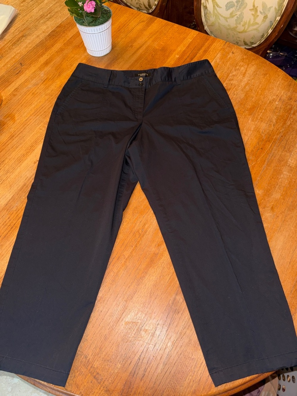 Talbots Black 16  -cotton crop pants tie at the bottom